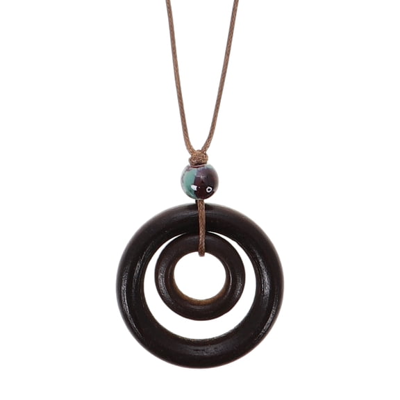 Bohemian Wooden Pendant Necklace for Women Fashionable Layered Jewelry for Vacation