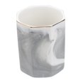 thumbnail image 5 of DECORNIJIA Marble Pencil Holder Ceramic Grey with Golden Rim 1Pcs for Stationery and Makeup Brushes, 5 of 8
