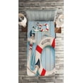 thumbnail image 2 of Ambesonne Shabby Quilted Coverlet 2 Pcs, Welcome Aboard Sign Anchor, Twin Size, Red Pale Blue Navy Blue, 2 of 2