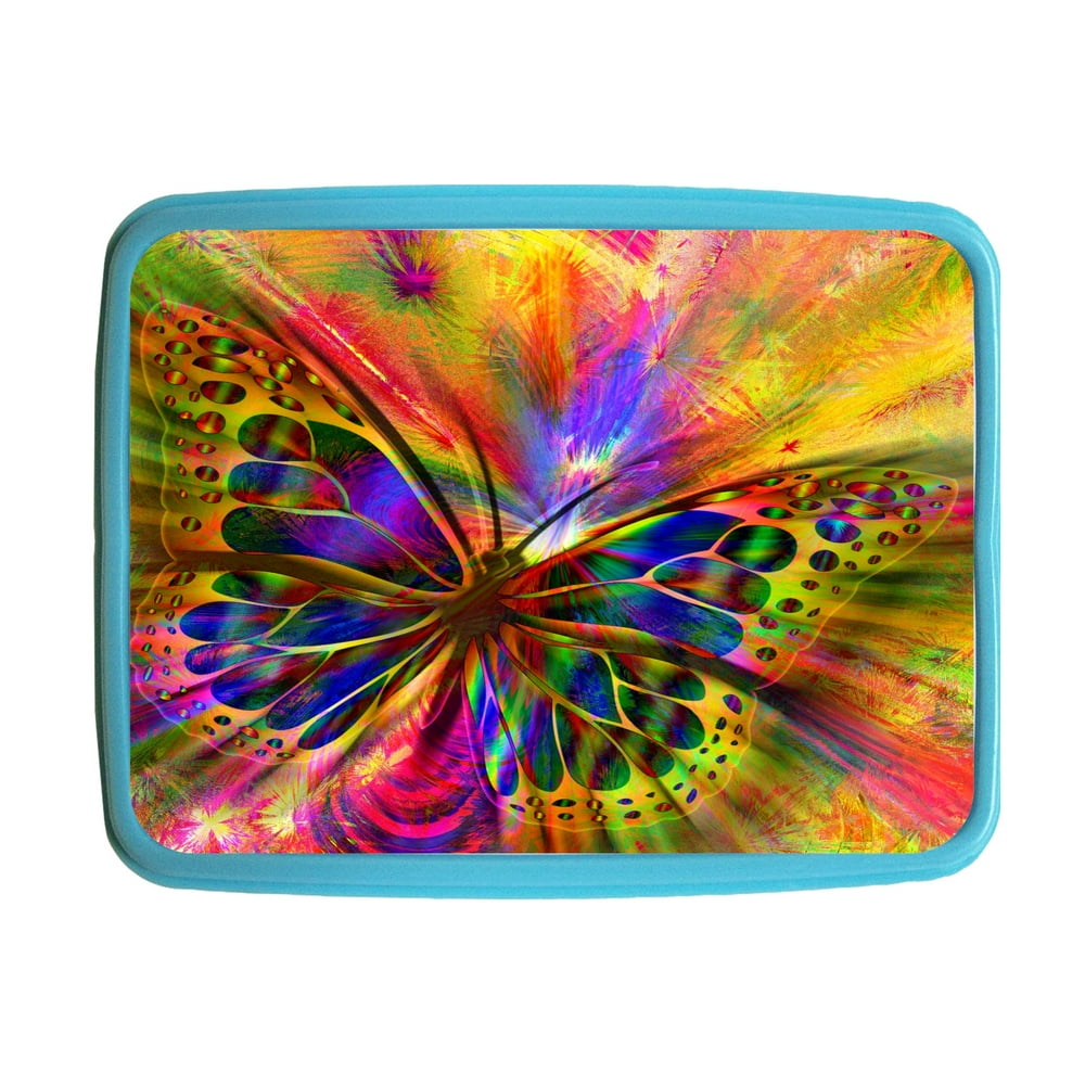 Lunch Box Rainbow Butterfly Kids Bento Lunch Box with 3 Compartment