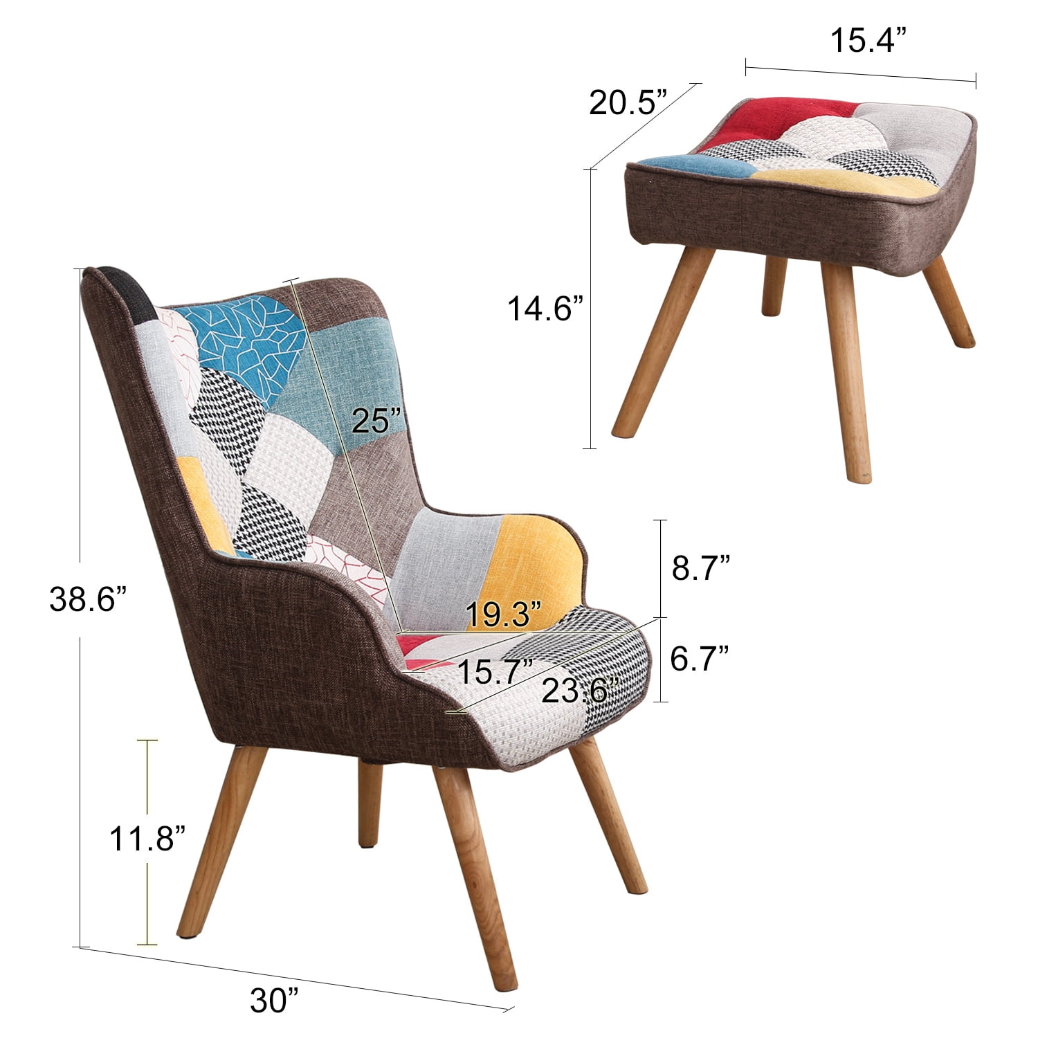 Resenkos Accent Chairs and Ottoman, Reading Chair for Bedroom