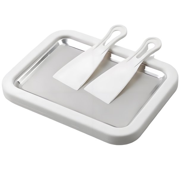 Instant Ice Cream Maker At-Home Rolled Ice Cream Maker Kit Instant With 2 Scrapers DIY Stainless Steel Homemade Iced Tray Family Activity