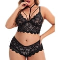 thumbnail image 1 of Gibobby Lencería sexy Conjunto de lencería de 2 piezas de talla grande para mujer con sujetador de tiras y bragas(Negro, M), 1 of 5