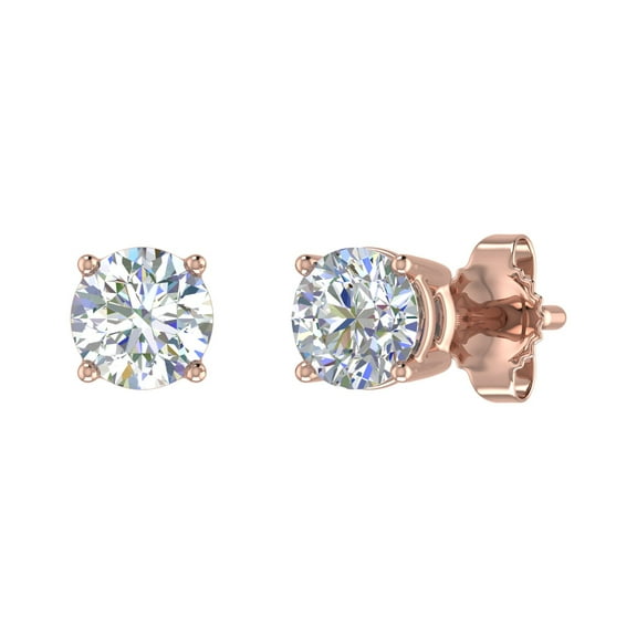 0.54 Carat 4-Prong Set Diamond Stud Earrings in 14K Rose Gold