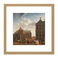 thumbnail image 1 of Ouwater New Church Town Hall The Dam Amsterdam 8X8 Inch Square Wooden Framed Wall Art Print Picture with Mount, 1 of 4
