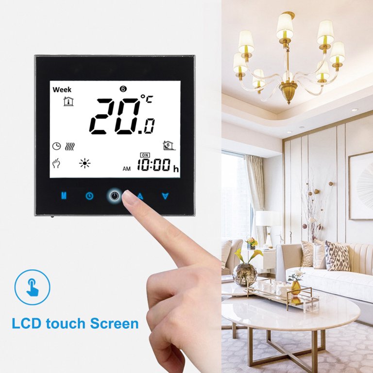 WiFi Voice Control Thermostat LCD Display Heater Temperature Controller,  Boiler Heating/Electric Heating/Water Heating Interface Black BHT-1000-GB -  Walmart.com
