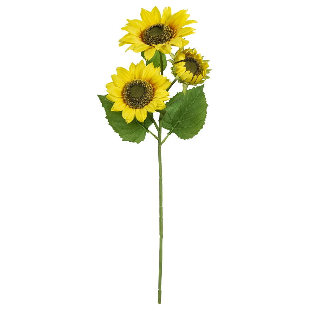 Mainstays 3 Heads Sunflower Long Stem, Solid, Yellow, 27"