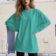 thumbnail image 1 of MHFRRA Camiseta de Manga Larga Suave y desgastada, Informal, Holgada, para Uso Diario y Cómoda. Verde Menta, 1 of 3
