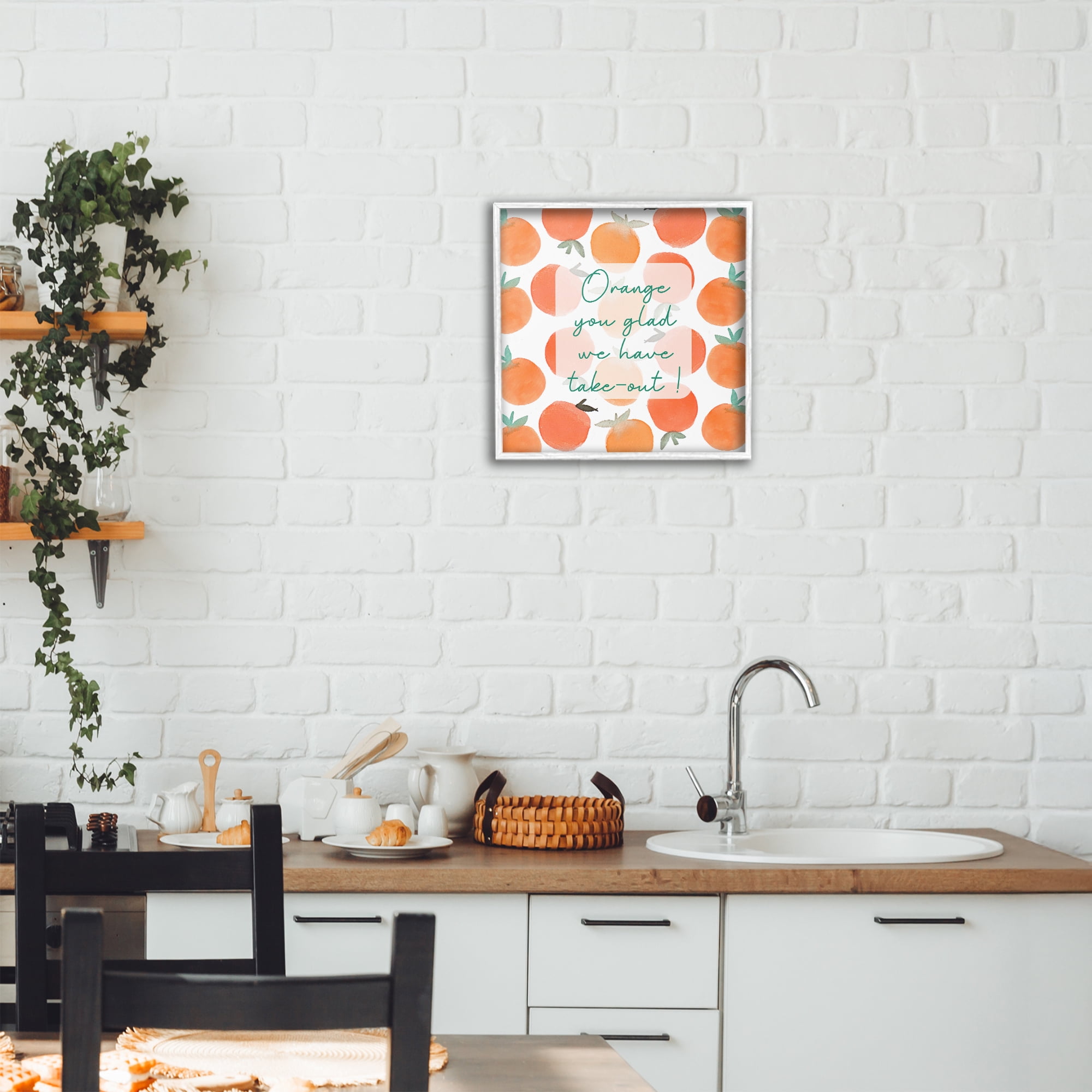 Stupell Industries Orange You Glad White Framed Giclee Art, design by Emily Navas