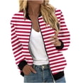 thumbnail image 6 of Ftwytp Womens Casual Jacket Long Sleeve Full Zip Coats Solid Pocket Jacket Outwear Sportswear Coats Stripe Print Cardigan Outwear Zipper Sweatshirts, 6 of 7
