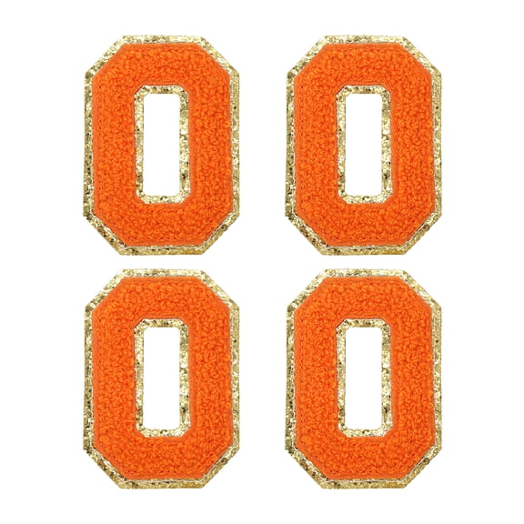 Uxcell 4Pcs Chenille Letter Patches Iron on Letter Patches Orange O Alphabet Decorative Repair Embroidered Patches
