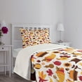 thumbnail image 5 of Ambesonne Harvest Quilted Bedspread Set 2 Pcs, Fall Nuts Owls Composition, Twin Size, Orange Red Brown, 5 of 6