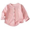 thumbnail image 3 of akafmk Cardigan for Girls Lightweight Ribbed Knit Cardigans Crew Neck Button Front Solid Color Casual Fall Outfits, Size 4-5 Years, 3 of 5