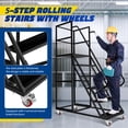 thumbnail image 5 of Supvox Black Steel Rolling Ladder with Platform and Handrails for Industrial Use, 5 of 8