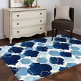 thumbnail image 3 of 4'x6' Area Rugs, Navy Blue Geometric Moroccan Indoor Outdoor Area Rug for Living Room Bedroom, Abstract Art Blue Ombre Modern Washable Bathroom Rugs Kitchen Floor Carpet Mats Home Decor Aesthetic, 3 of 8