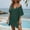 Dark Green, variant on Bathing Suit Cover Up for Women V Neck Short Sleeve Crochet Swimsuit Cover Up Oversized Hollow Out Lace Beach Tunic Khaki One Size