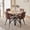 Brown Faux Leaher Chairs, variant on 5 Pieces Round Dining Table Set - Mid-Century Oak Dining Table with 4 Brown Faux Leather Chairs Set, Coffee Table & Chairs with Black Metal Legs for Kitchen Dining Room, Apartment