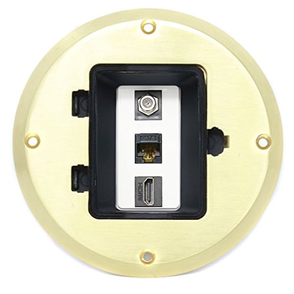 RiteAV HDMI Cat6 Ethernet Coax Cable TV Floor Box - Gold