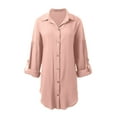 thumbnail image 4 of Women Short Sleeve Dress Polyester Shirt Dress with Pockets Casual Summer Dress, 4 of 4