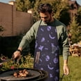 thumbnail image 3 of Purple Halloween Ghosts Skulls and Bats Apron-Garden Aprons for Women with Pockets-Cotton Linen Waterproof Kitchen Cooking Gardening Aprons Adjustable for Kitchen,Cooking,BBQ and Salon 33"x27", 3 of 7