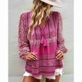 thumbnail image 3 of Chemise à Manches Longues pour Femmes, Imprimé Floral V, Blouses à Col en V, Hauts à Manches Longues, Qualité Professionnelle, 3 of 5