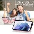 thumbnail image 4 of Design for Samsung Galaxy S22 Plus 5G Phone Case with Screen Protector Adjustable Wrist Strap Kickstand Credit Card Slot Slim Shockproof Hybrid Rugged Protective Cover for Women 6.6" Rose gold, 4 of 7