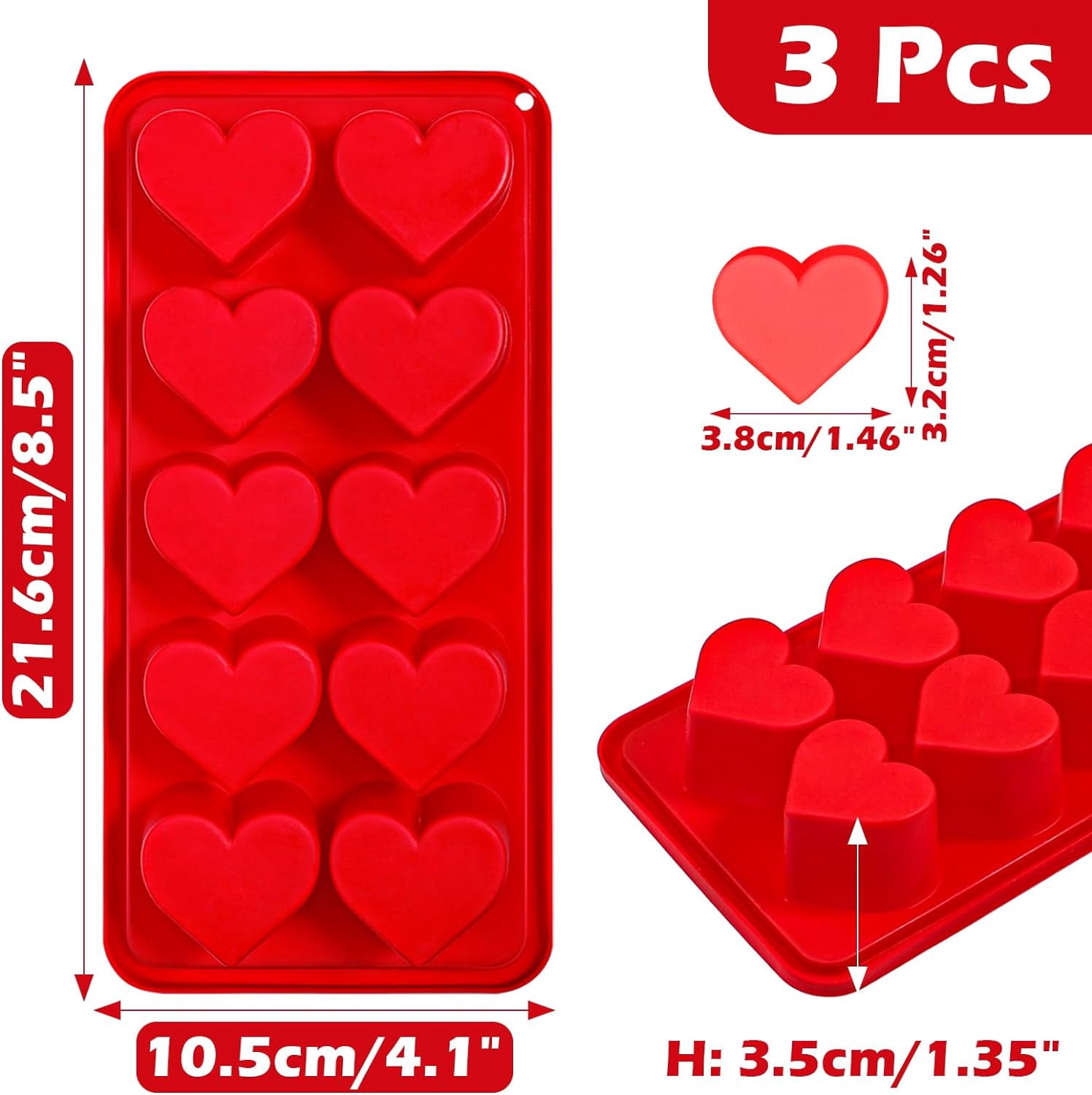 4-Pack Silicone Ice Cube Trays Set – Sphere (1.1"), Heart (10 & 8 Cavity), Star with Lid – BPA-Free, Easy Release – For Cocktails, Whiskey & Chocolate – Green/Pink/Red/Multicolor