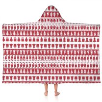 Red Christmas Pattern Hooded Bath Towel，50"x30" for Ages 3 To 12 Kids, Quick Dry Lightweight Soft Microfiber Hood Beach Towel Cover Up for Kids
