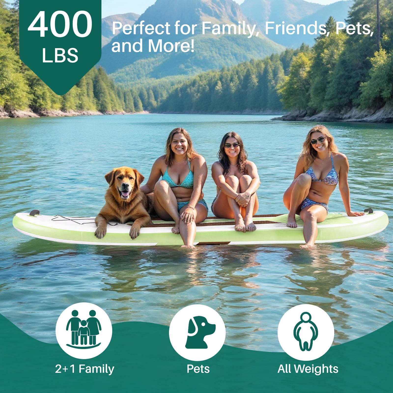 Betcozy Inflatable Stand Up Paddle Board, 2-in-1 Paddle with Premium SUP Paddleboard Accessories, Stable & Non-Slip Deck for Adults & Youth of All Skill Levels, Green