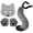 Grey, variant on 1 Set Cat Mask Costume Pelry Tail and Paw Gloves Set for Masquerade Cosplay Party Halloween Therian Mask