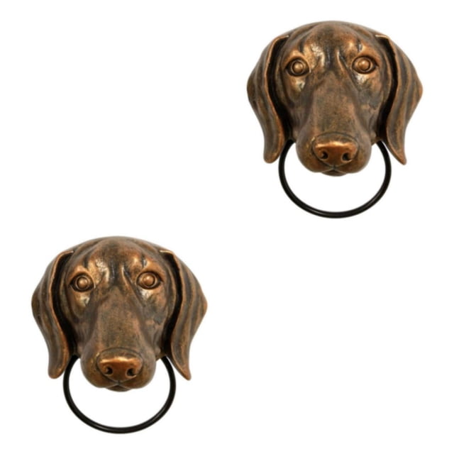Thinsony Distressed Vintage Style Dog Head Knocker Decorative Door Gate Wall Hanging Statue Sculpture Dachshund Medium 2Set