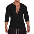 thumbnail image 2 of Mifsaly Long Sleeve Henley Shirts for Men Deep V-Neck Ribbed Casual Shirt Button Front Workout Tshirts Breathable Everyday Athletic Basic Tee S, 2 of 9