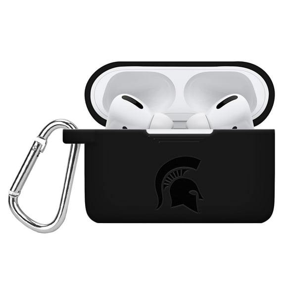 Michigan State Spartans Engraved Silicone Case Cover Compatible with Apple AirPods Pro 1 & 2 (Black) by Affinity Bands