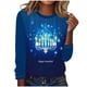 thumbnail image 2 of Sudadera Wancir Hanukkah para mujer, suéter feo de Hanukkah, camiseta con cuello redondo y gráfico de menorás, 2 of 4
