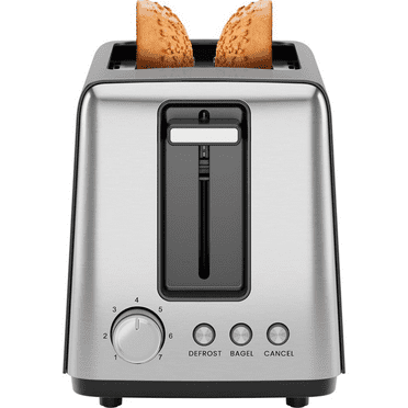 2 Slice Toaster, 7 Shade Settings, Removable Crumb Tray, Thick Bread and Bagel Toaster with Defrost and Cancel Buttons – Black
