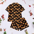 thumbnail image 5 of Halloween Pajamas Women 2-Piece Pajama Set Soft Pumpkin Short Sleeve Shirt and Shorts for Vacation Loungewear 01-Black L, 5 of 5