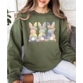 thumbnail image 6 of Ink Printed Image NOT a Quilt Patch - 3 Bunnies Easter Patchwork Pullover Army Green Sweatshirt Adult Small, 6 of 7