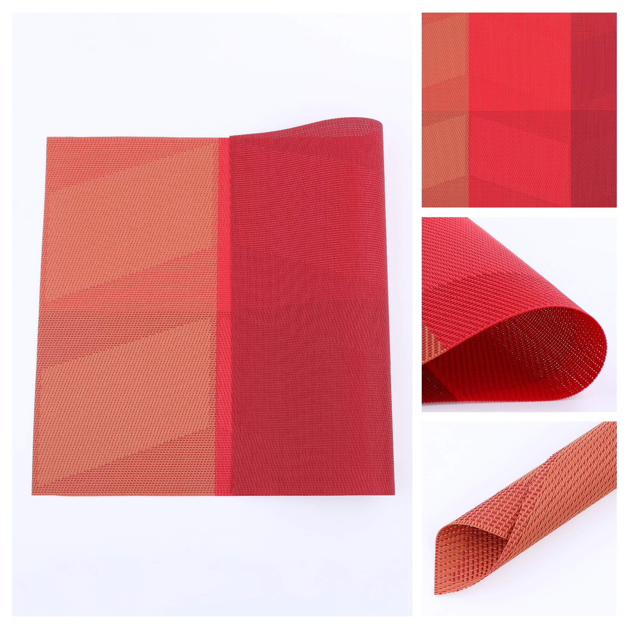 Unique Bargains Set of 6 Placemats for Dining Table Decor Wipeable Table Mat Red