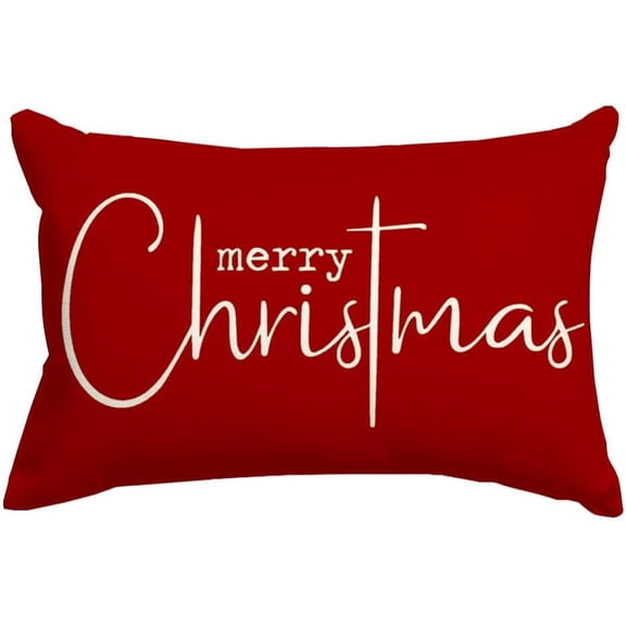 Christmas Pillow Covers 12x20 Inch,Red Merry Christmas Saying Decorations Winter Decorative Throw Pillow Cases,Farmhouse Holiday Xmas Lumbar Cushion Covers for Couch Living Room(16)