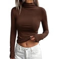 thumbnail image 5 of BTFBM Mock Tops for Women Fitted Long Sleeve Shirts Fall Fashion Clothing Thermal Layering Undershirts Going Out Outfits, 5 of 9