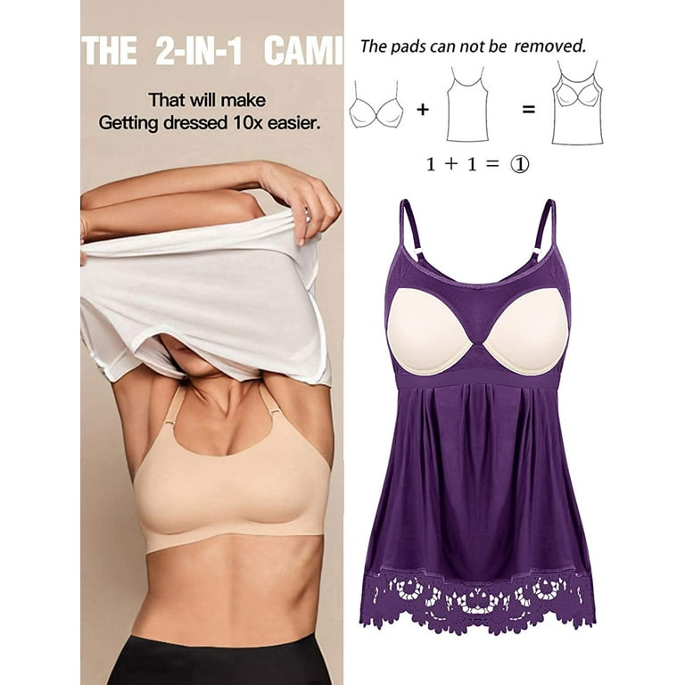 Vaslanda Camisoles for Women with Built in Bra Adjustable Strap Sleeveless  Summer Tank Tops for Workout Sleeping Traveling 