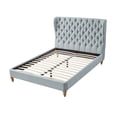 thumbnail image 6 of Rustic Manor Sally Tufted Linen Twin Size Bed Frame, No Box Spring Needed, Sea Blue, 6 of 9