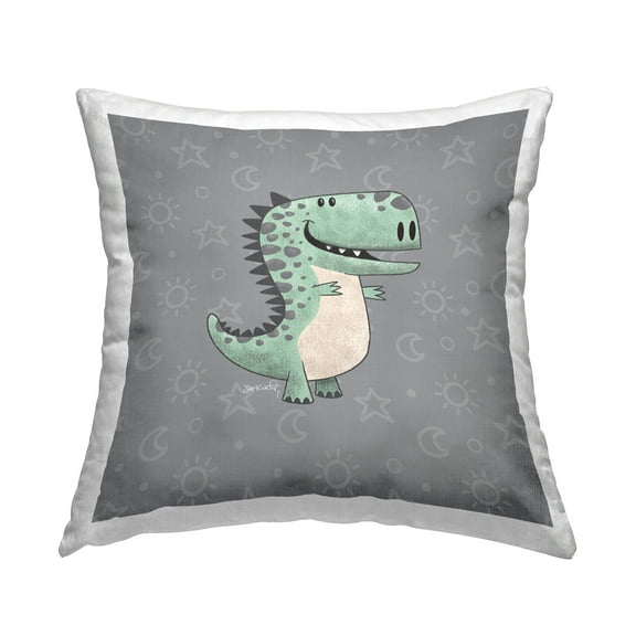 Stupell Industries Nursery Dinosaur Pattern Decorative Printed Throw Pillow, 18 x 18