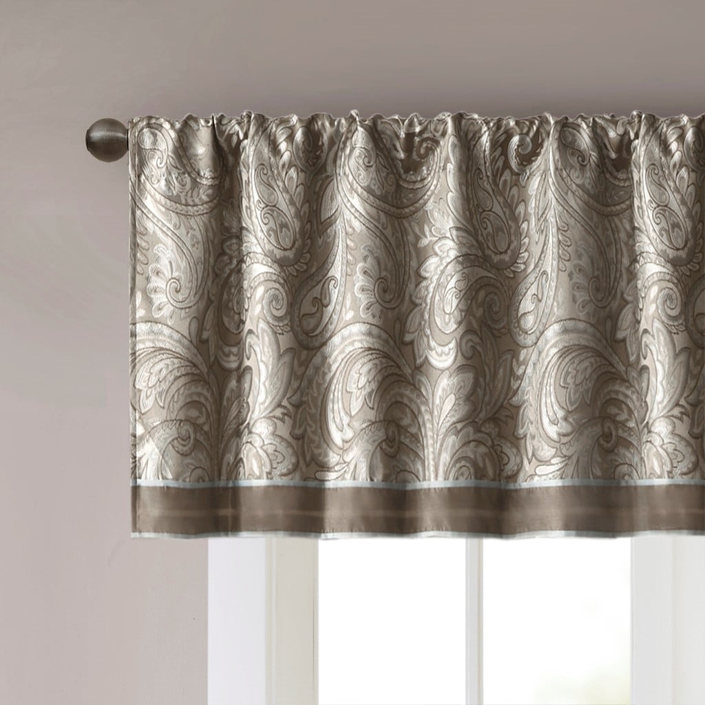MAYEERTY 50x18" Jacquard Window Valance Blue/Brown