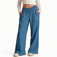 thumbnail image 2 of 7-8 Years Teen Girls Teenager Casual Trousers Long Wide Leg Jogging Bottoms Kids Baggy Wide Leg Pants Jogger Trousers for Fall and Winter Navy Sweatpants, 2 of 4