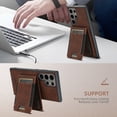 thumbnail image 5 of ELEHOLD for Samsung S23 Ultra Case, Compatible with Mag Safe Accessory, 2 in 1 Detachable Magnetic Card Holder Faux Lychee Pattern Leather Kickstand Wallet Case for Samsung S23 Ultra,Brown, 5 of 6