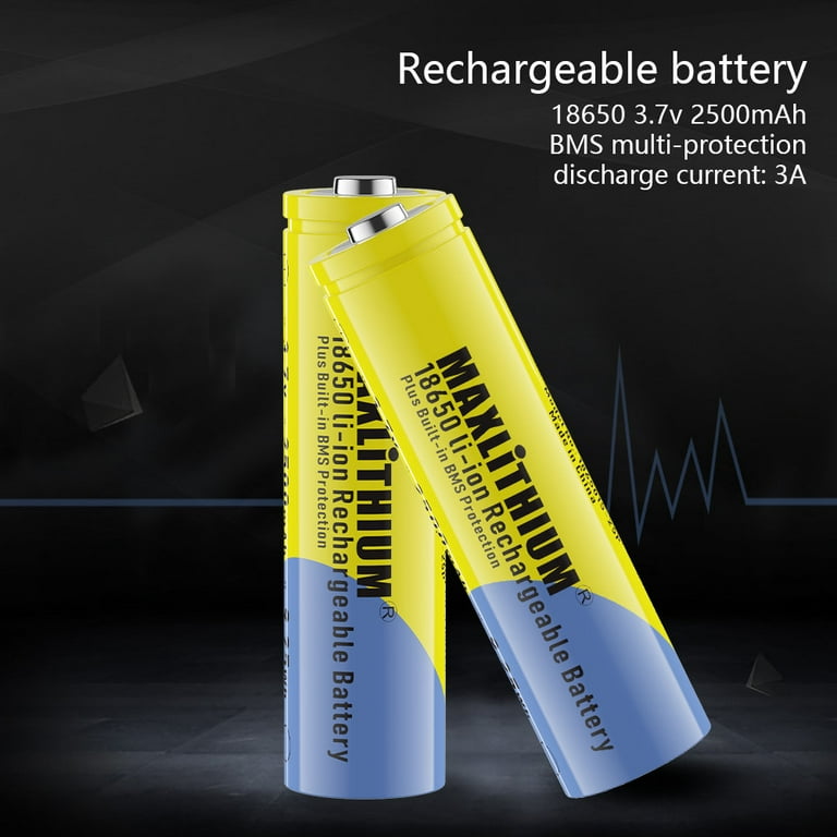 4 Pack 2500mAh 18650 Battery Rechargeable Li-ion Batteries Match for Wifi  Smart Wireless Security Doorbell
