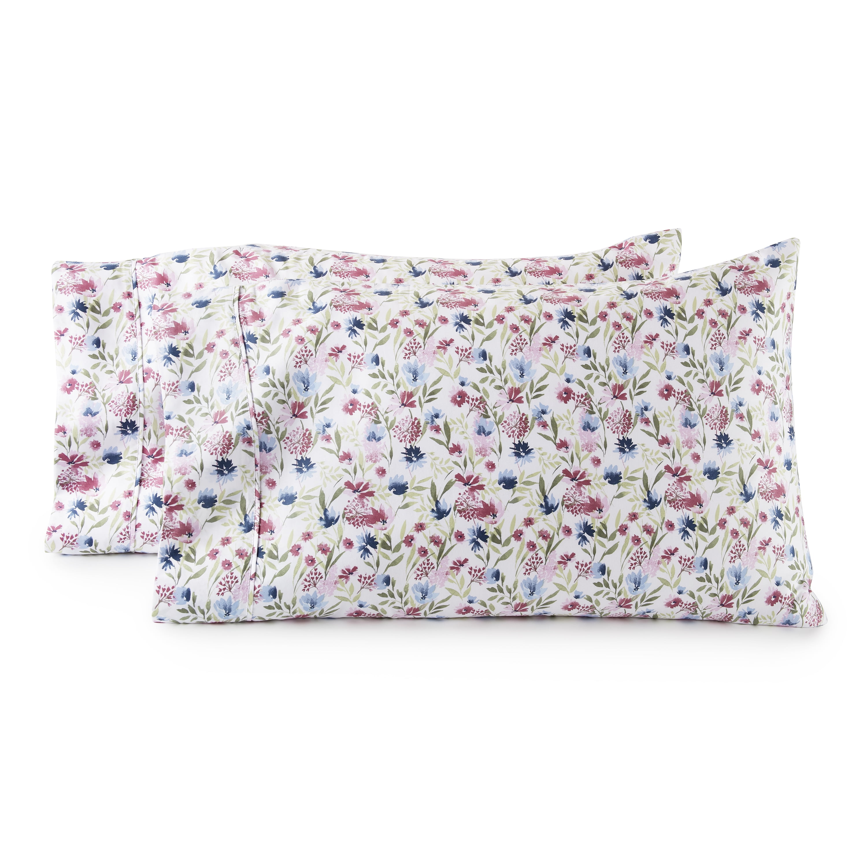 Better Homes & Gardens 2-Piece 300 Thread Count 100% Cotton Sateen Pillowcase Set, Bashful Blooms Cool, Standard/Queen