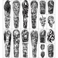 thumbnail image 2 of Tatuajes temporales Metuu, 46 hojas impermeables para todo el brazo, 2 of 6