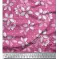 thumbnail image 1 of Soimoi Pink Rayon Fabric Dot & Floral Print Sewing Fabric BTY 56 Inch Wide, 1 of 3